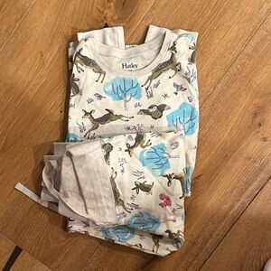 Hatley Cream Pajama Set with Blue and Pink Patterns